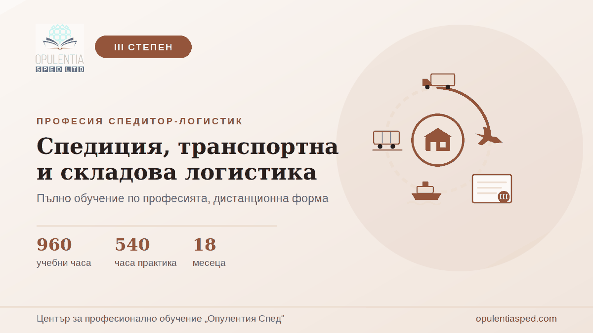 Специалност: Спедиция, транспортна и складова логистика